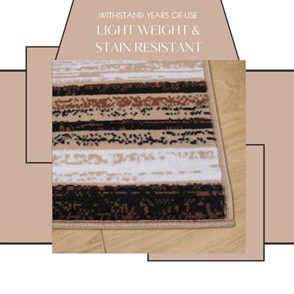 Beige Premier Collection Indoor Contemporary Style Rectangular Area Rug Cozy & Comfortable Rugs for Bedroom, Living Room, Floor Covering