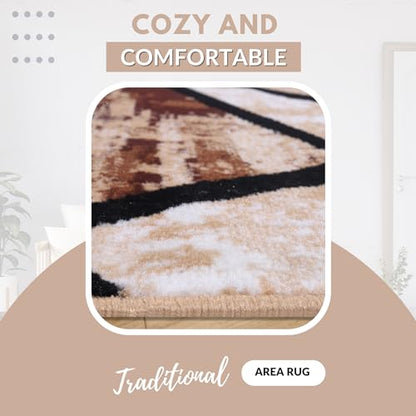 Gold Premier Collection Indoor Rectangular Area Rug Contemporary Style Rugs for Bedroom, Living Room, Floor Covering