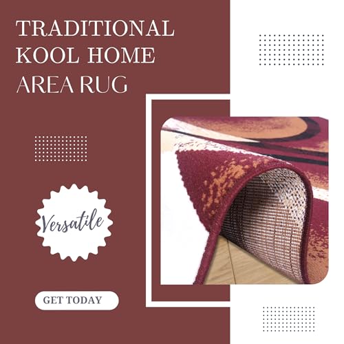 Burgundy Premier Collection Indoor Contemporary Style Rectangular Area Rug Cozy & Comfortable Modern Colors Rugs for Bedroom, Living Room, Floor Covering