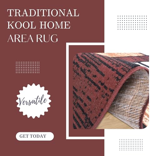 Burgundy Premier Collection Indoor Contemporary Style Rectangular Area Rug Soft Rugs for Bedroom, Living Room, Floor Covering