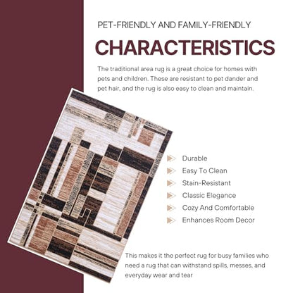 Beige Premier Collection Indoor Contemporary Style Rectangular Area Rug Cozy & Comfortable Rugs for Bedroom, Living Room, Floor Covering