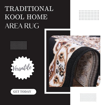 Black Premier Collection Indoor Medallion Rectangular Area Rug Cozy & Comfortable Classic Colors Rugs for Bedroom, Living Room, Floor Covering